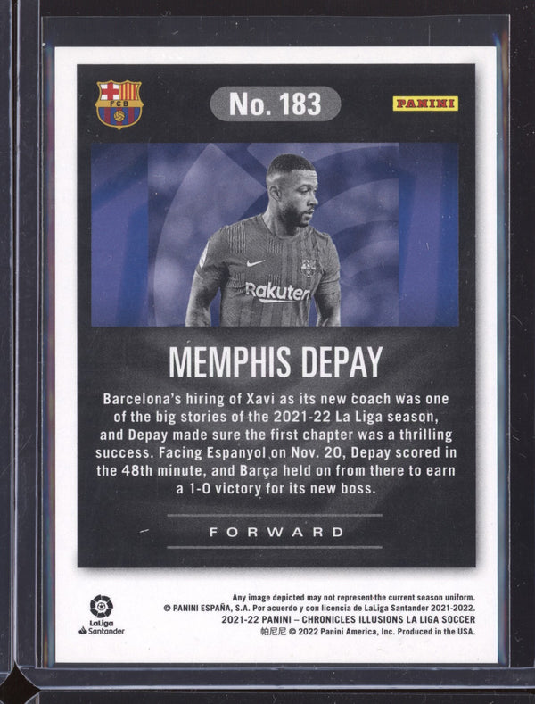 Memphis Depay 2021-22 Panini Chronicles Soccer 183 Illusions Blue 12/99