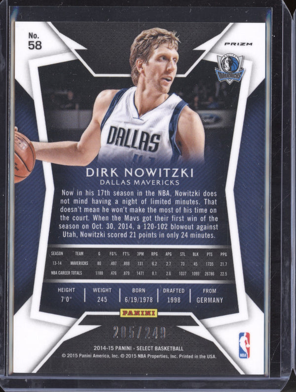 Dirk Nowitzki 2014-15 Panini Select 58 Concourse Blue 205/249