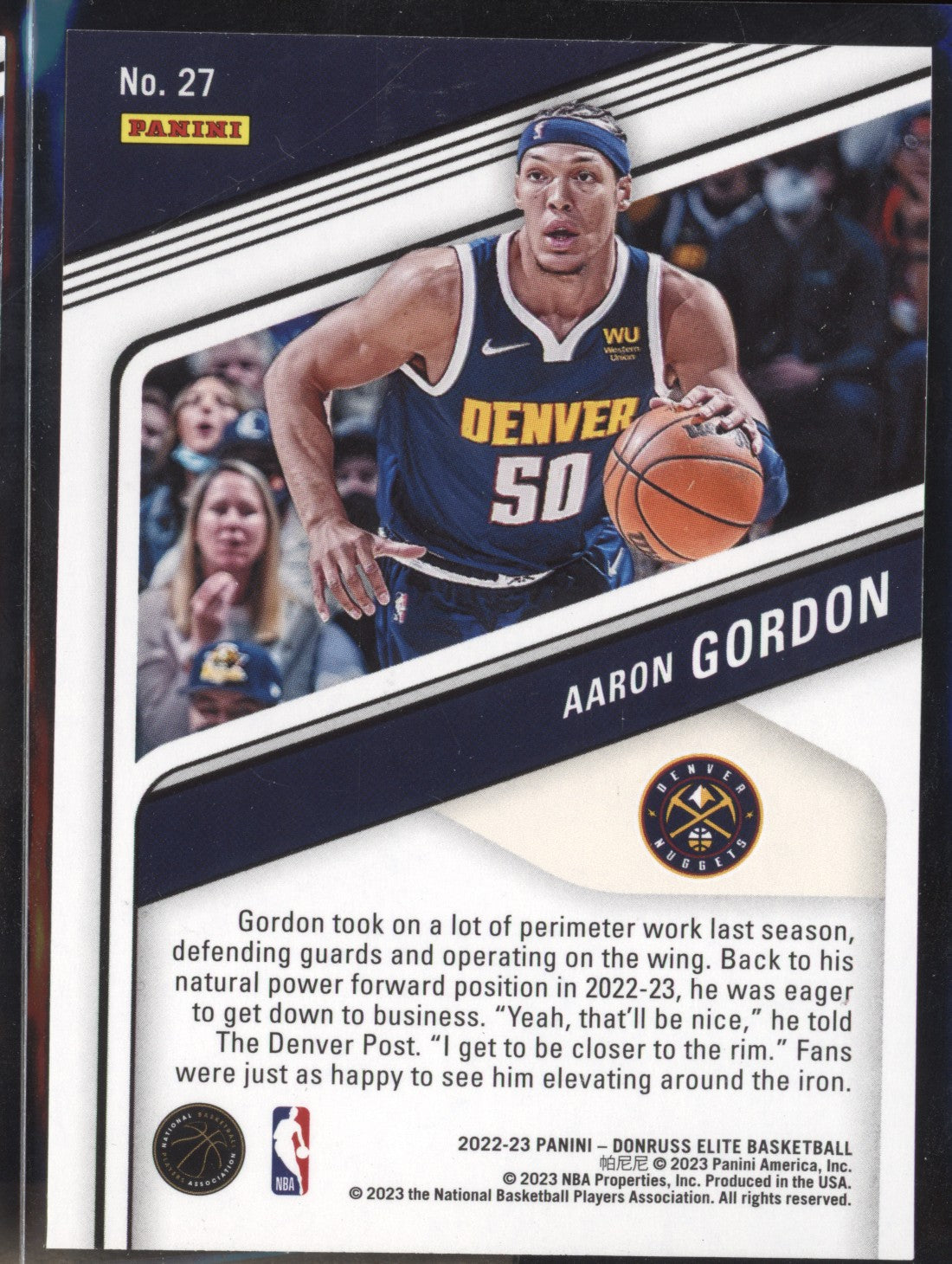 Aaron Gordon 2022-23 Panini Donruss Elite 27 Orange