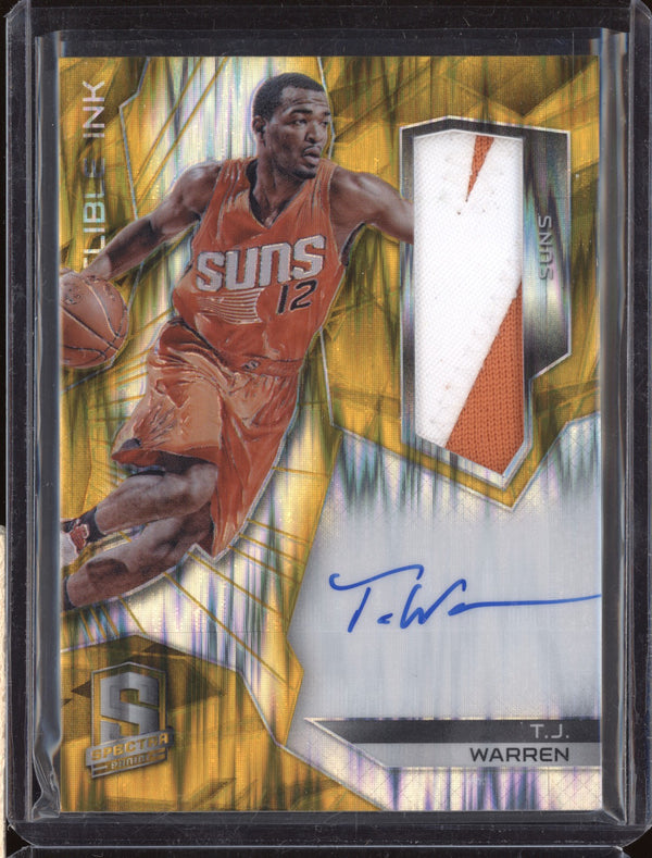 T.J. Warren 2015-16 Panini Spectra Indelible Ink Jersey Auto Gold Patch 3/10