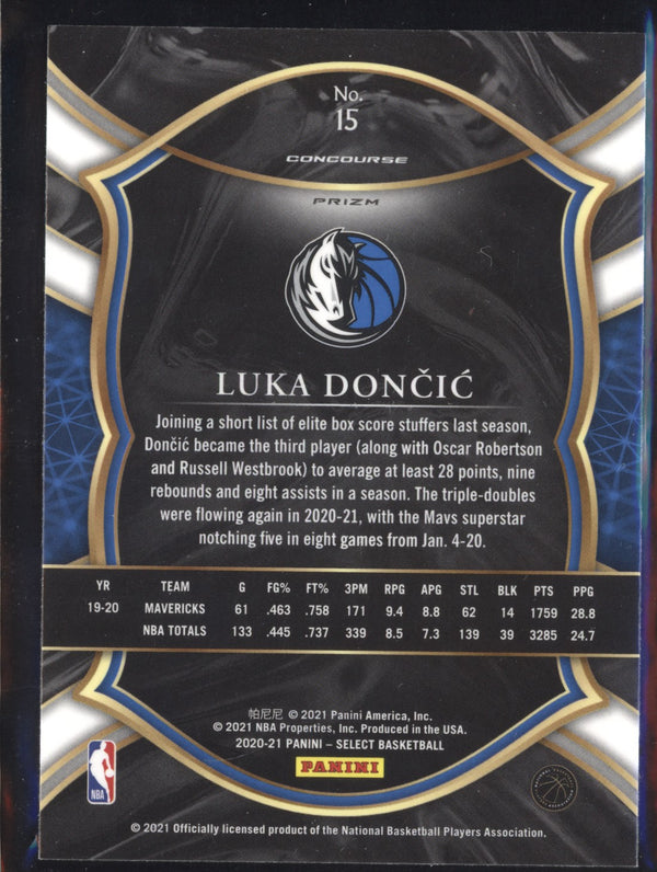 Luka Doncic 2020-21 Panini Select 15 Concourse Red White Green Ice