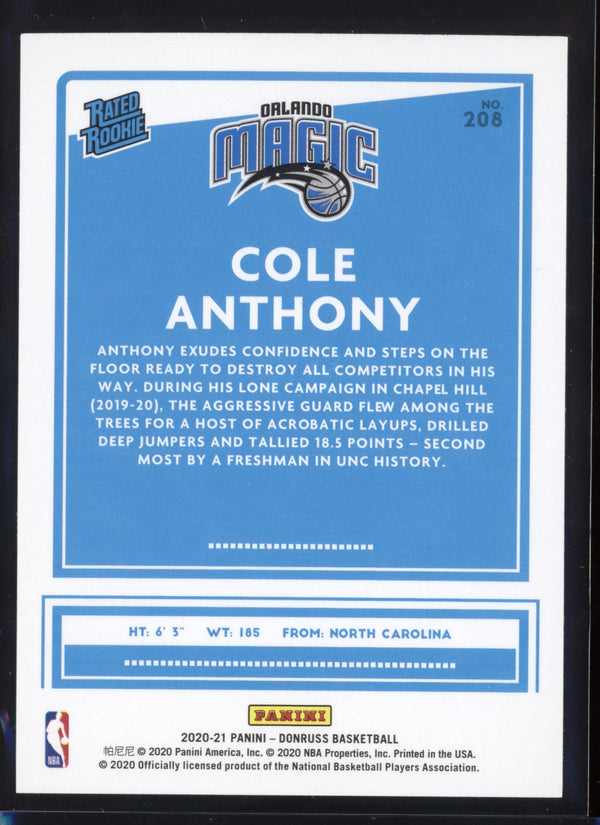 Cole Anthony 2020/21 Panini Donruss Choice RC