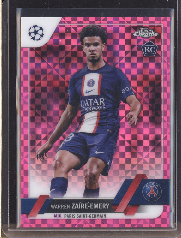 Warren Zaire-Emery 2022-23 Topps Chrome UEFA Club 135 Pink X-Fractor RC 81/250