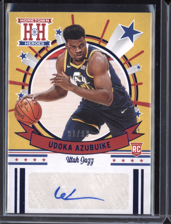 Udoka Azubuike 2020-21 Panini Chronicles Hometown Heroes Rookie Auto Blue RC 91/99