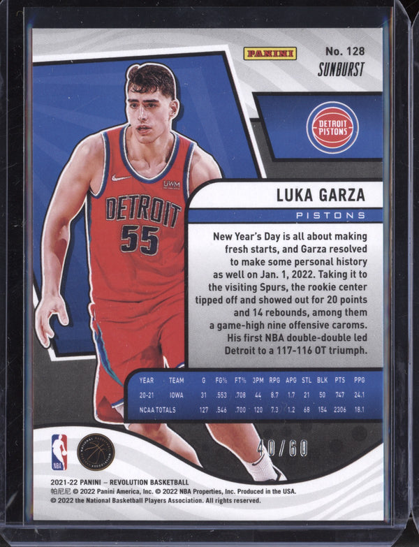 Luka Garza 2021-22 Panini Revolution Sunburst RC 40/60