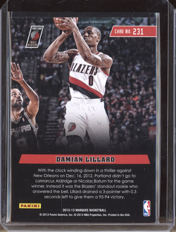 Damian Lillard 2012-13 Panini Marquee 231 Black Holoboard RC