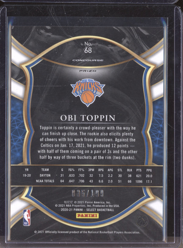 Obi Toppin 2020-21 Panini Select 68 Concourse Red RC 35/199