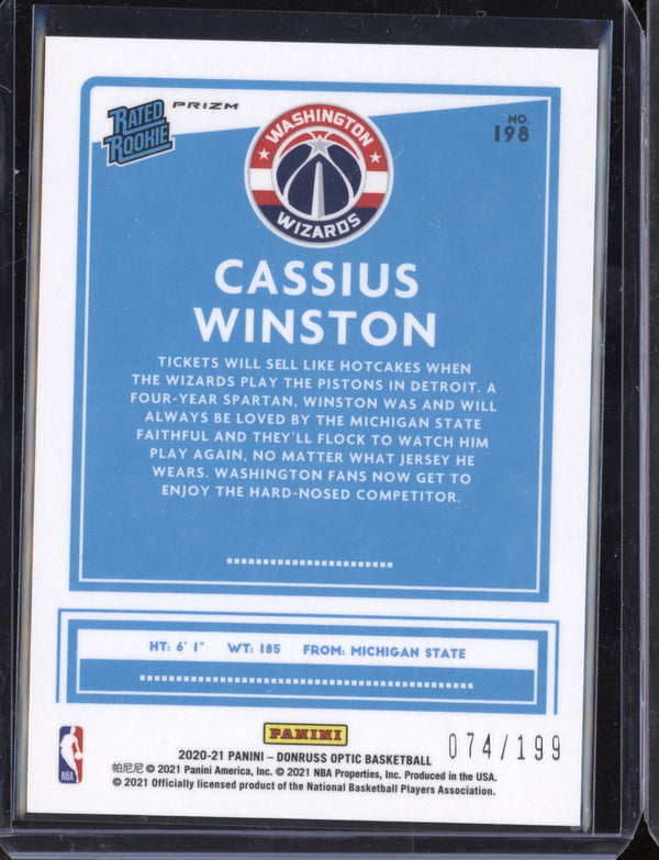 Cassius Winston 2020-21 Panini Donruss Optic Orange RC 74/199