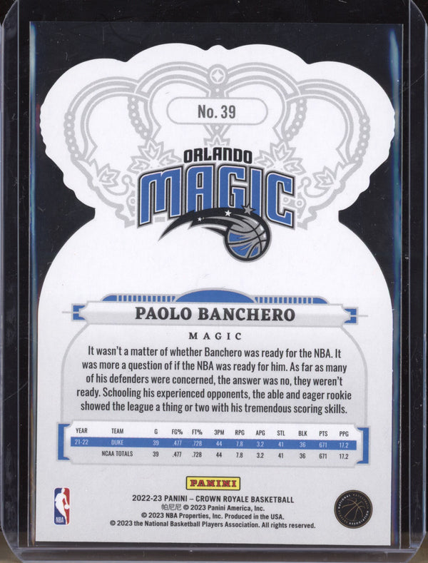 Paolo Banchero 2022-23 Panini Crown Royale 39 RC