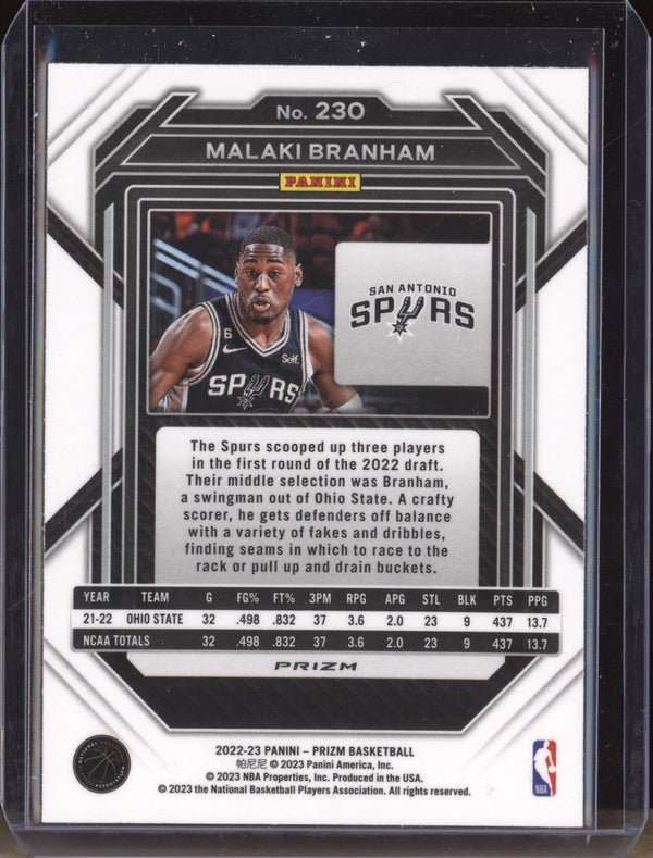 Malaki Branham 2022-23 Panini Prizm 230 Silver RC