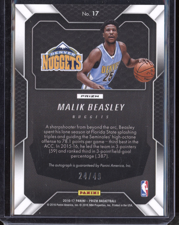 Malik Beasley 2015/16 Panini Prizm Rookie Signatures Blue RC 24/49