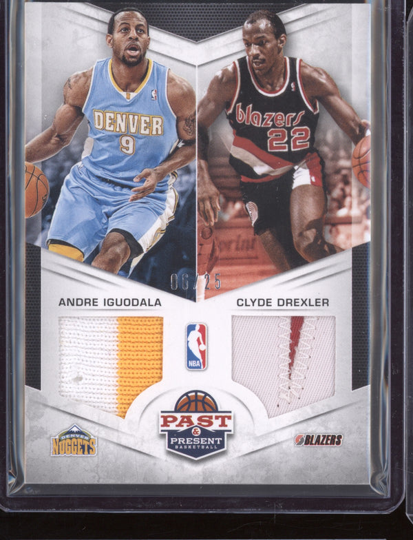 Andre Iguodala / Clyde Drexler 2012-13 Panini Past & Present 9 Dual Jerseys Prime  06/25