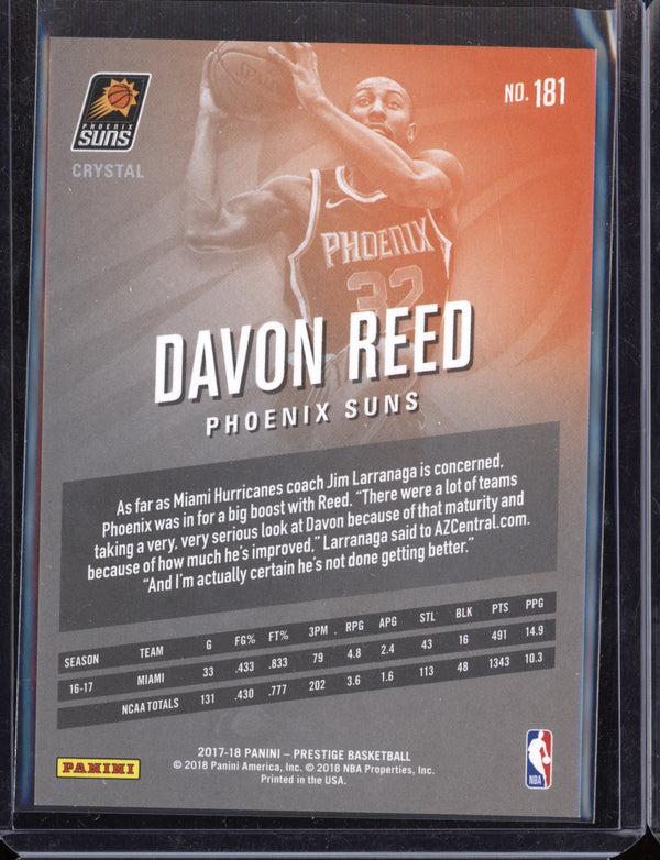 Davon Reed 2017-18 Panini Prestige Crystal RC  81/199