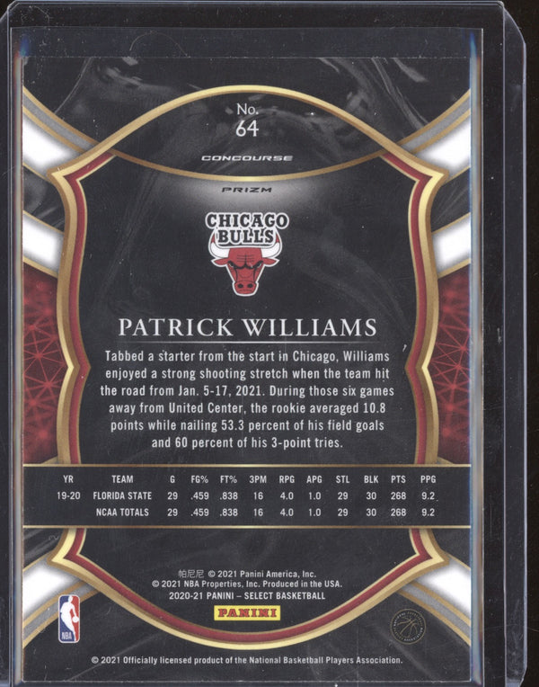 Patrick Williams 2020-21 Panini Select 64 Concourse Tri-Color RC