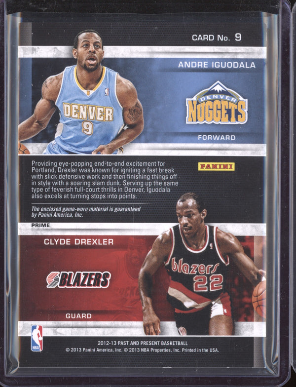 Andre Iguodala / Clyde Drexler 2012-13 Panini Past & Present 9 Dual Jerseys Prime  06/25