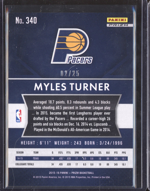 Myles Turner 2015-16 Panini Prizm 340 Mojo RC 02/25