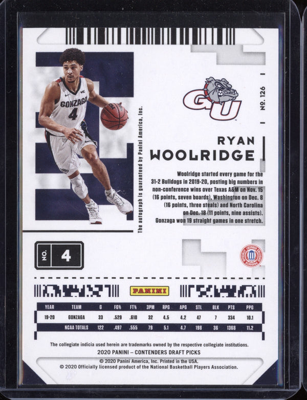 Ryan Woolridge 2020/21 Panini Contenders Draft Picks Prospect Ticket Auto RC