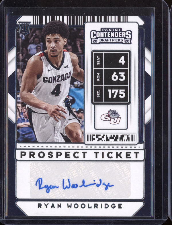 Ryan Woolridge 2020/21 Panini Contenders Draft Picks Prospect Ticket Auto RC