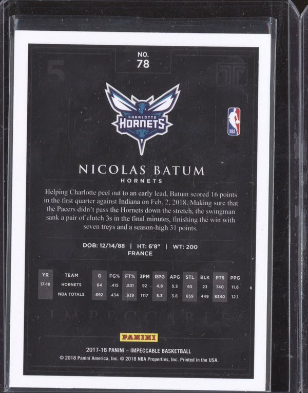 Nicolas Batum 2017-18 Panini Impeccable 78 03/99