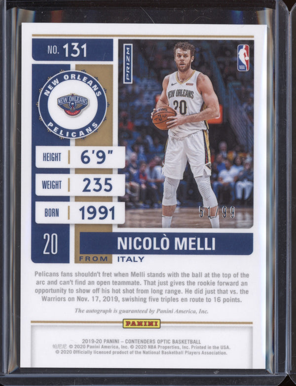 Nicolo Melli 2019-20 Panini Contenders Optic Rookie Ticket Blue Auto RC 51/99