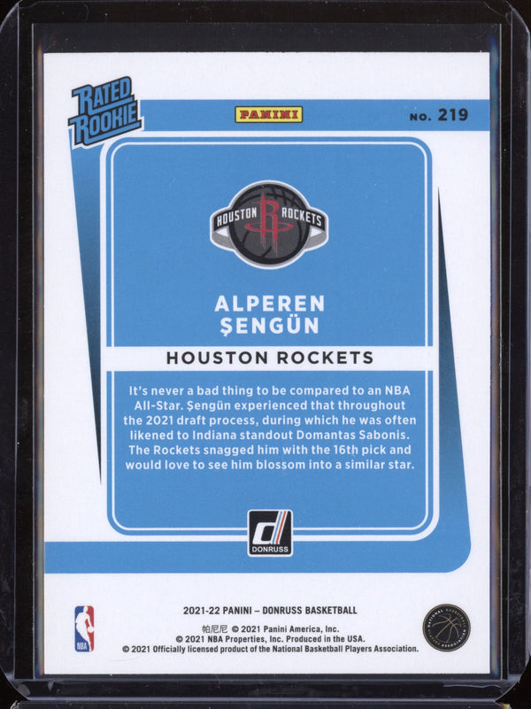 Alperen Sengun 2021/22 Panini Donruss Choice Rated Rookie RC