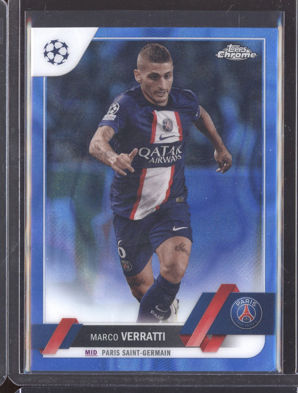 Marco Verratti 2022-23 Topps Chrome UEFA Club 73 Blue Lava