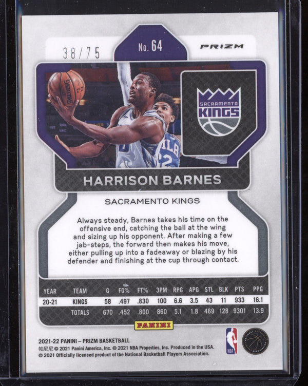 Harrison Barnes 2021-22 Panini Prizm NBA 75th Diamond 38/75