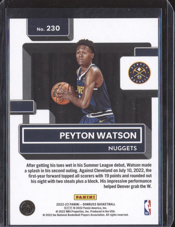 Peyton Watson 2022-23 Panini Donruss 230 Choice RC