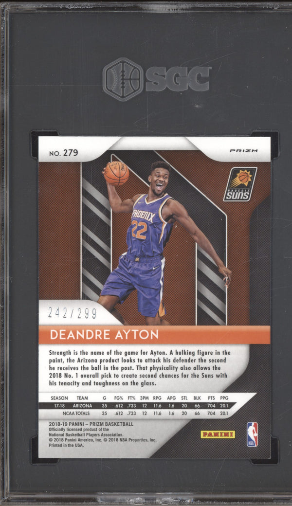 Deandre Ayton 2018-19 Panini Prizm 279 Red RC 242/299 SGC 9.5