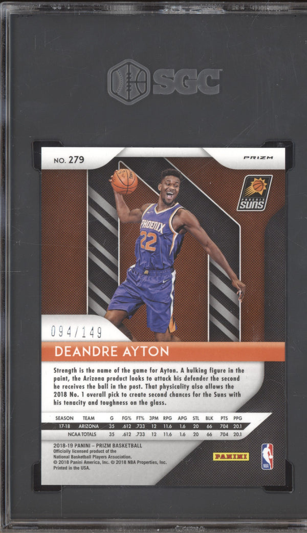 Deandre Ayton 2018-19 Panini Prizm 279 Purple Ice RC 94/149 SGC 9