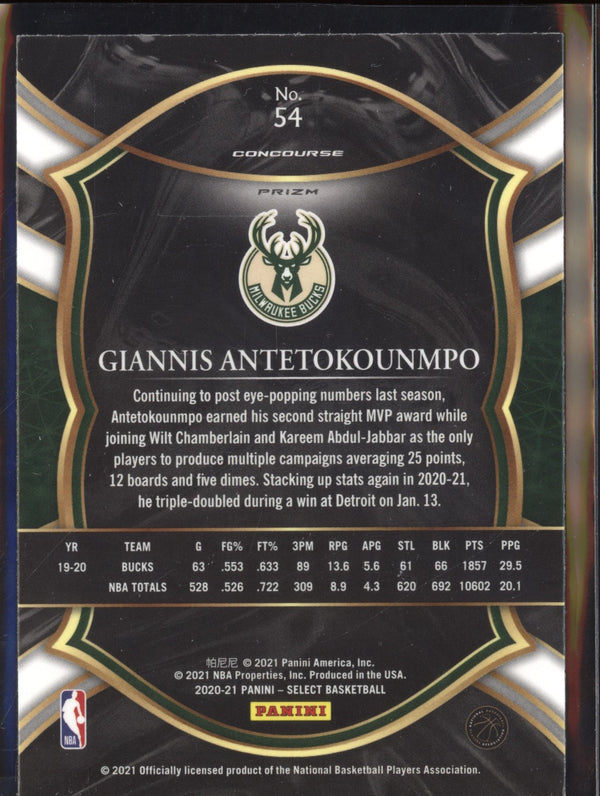 Giannis Antetokounmpo 2020-21 Panini Select 54 Concourse Blue Retail