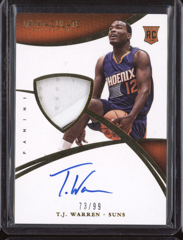 T.J. Warren 2014-15 Panini Immaculate 122 Rookie Patch Auto RC 73/99