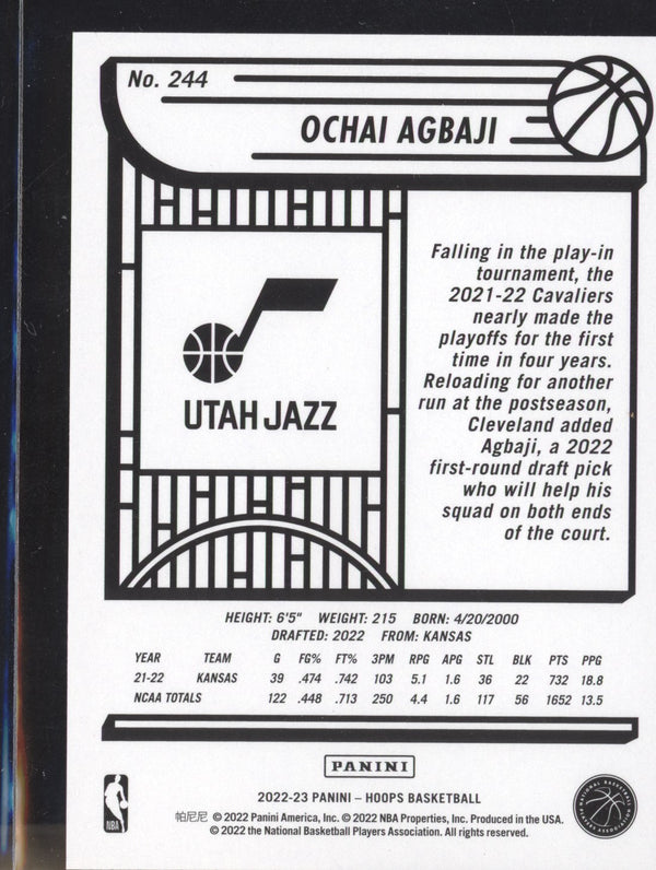 Ochai Agbaji 2022-23 Panini Hoops 244 RC