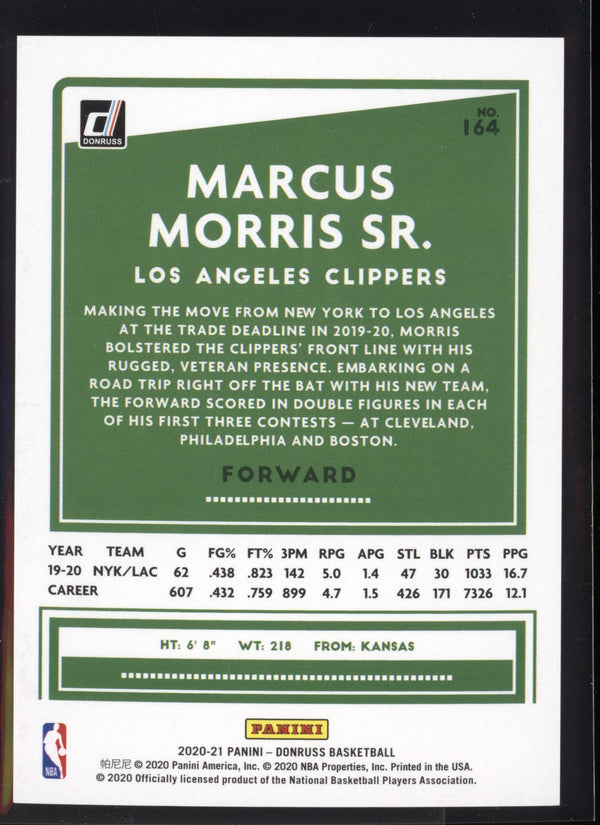 Marcus Morris Sr 2020/21 Panini Donruss Choice Red  10/99