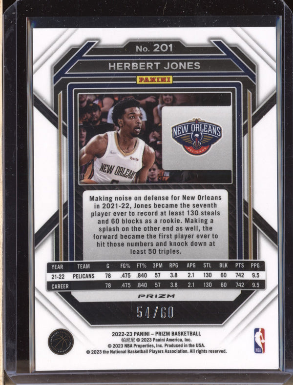 Herbert Jones 2022-23 Panini Prizm 201 Orange Wave 54/60