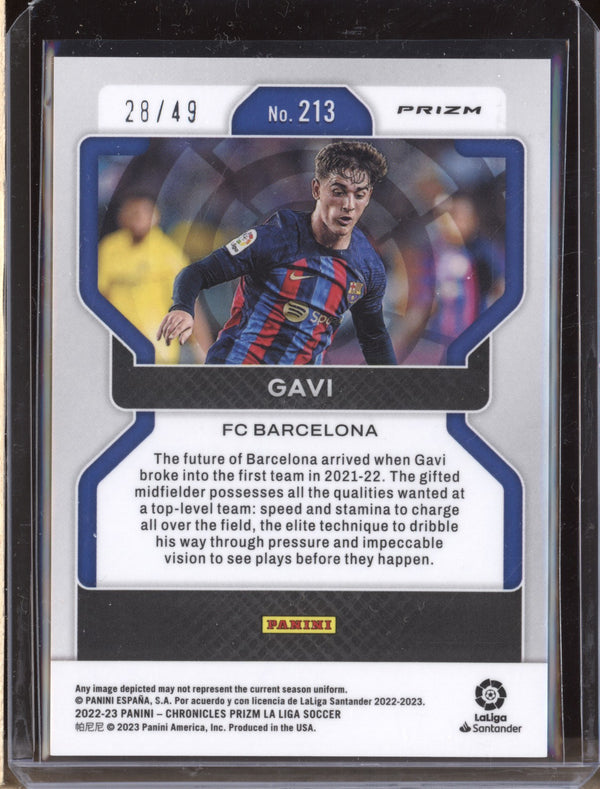 Gavi 2022-23 Panini Chronicles Soccer 213 Prizm Blue 28/49