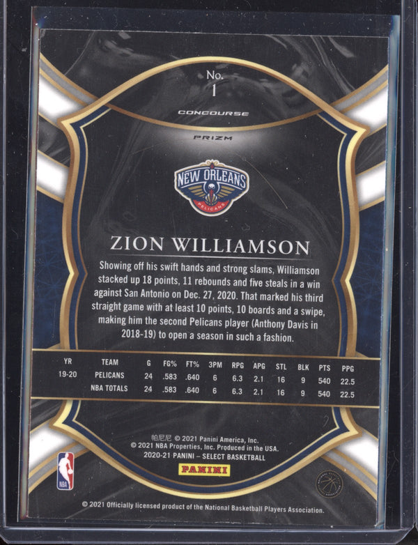 Zion Williamson 2020-21 Panini Select Concourse Silver