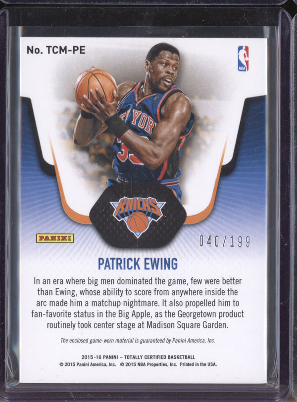 Patrick Ewing 2015-16 Panini Totally Certified TCM-PE Materials Red 40/199