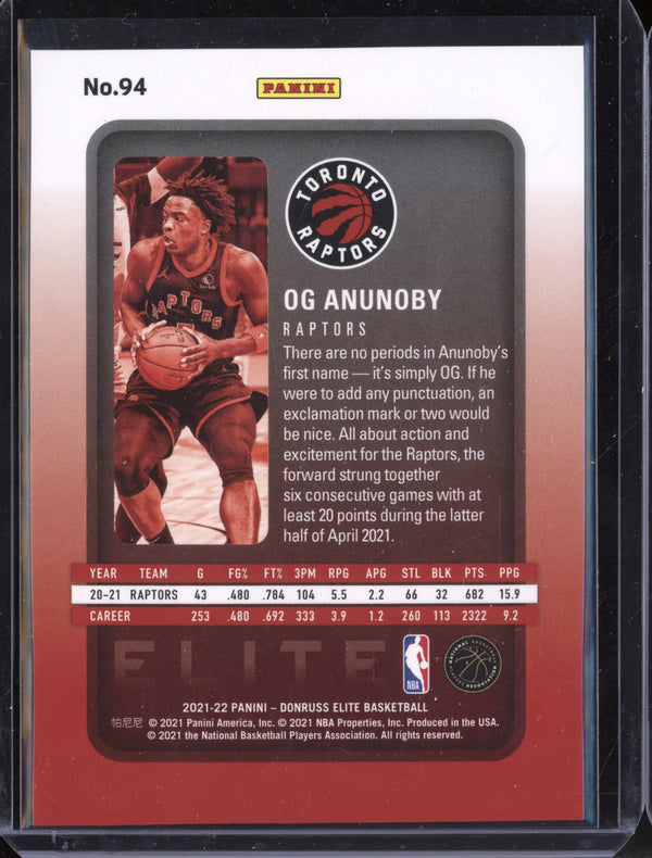 OG Anunoby 2021/22 Panini Elite Blue 92/99