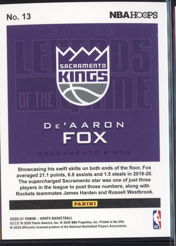 De'Aaron Fox  2020/21 Panini Hoops Future Legends of the Game 618/999