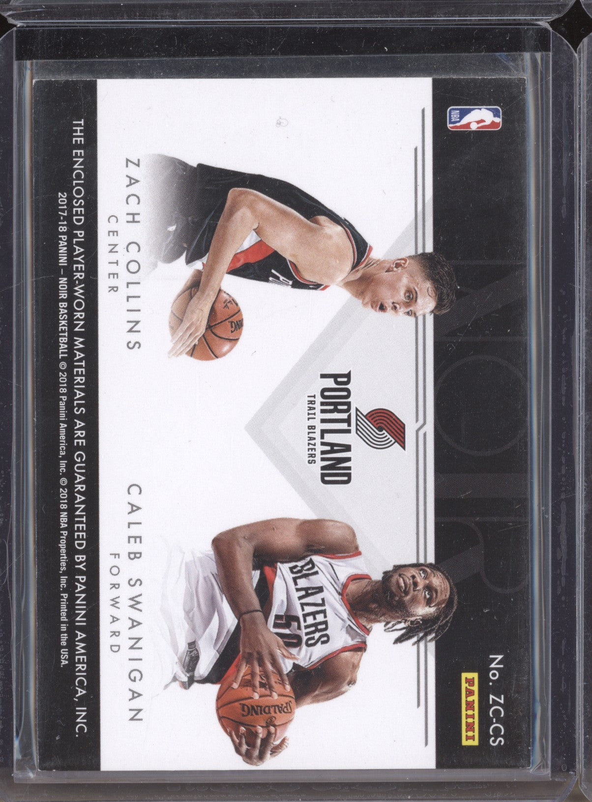 Zach Collins Caleb Swanigan 2017-18 Panini Noir ZC-CS Two-Shot Rookie Jerseys RC 69/99