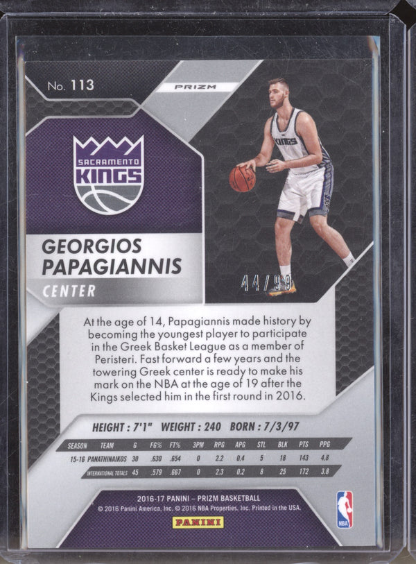 Georgios Papagiannis 2016-17 Panini Prizm 113 Blue Wave RC 44/99