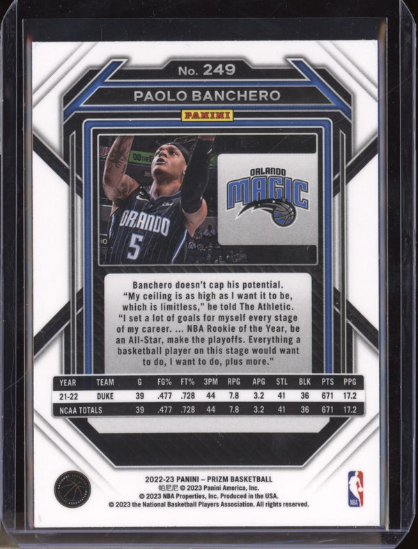 Paolo Banchero 2022-23 Panini Prizm 249 RC