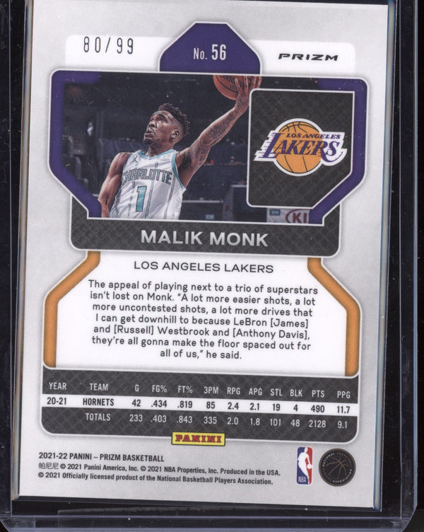 Malik Monk 2021-22 Panini Prizm Purple 80/99