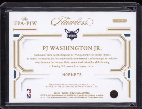 PJ Washington 2020/21 Panini Flawless Flawless Patch Autograph 9/15