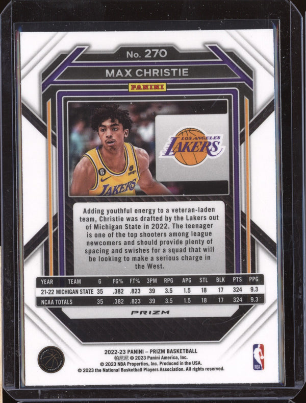 Max Christie 2022-23 Panini Prizm 270 Silver RC