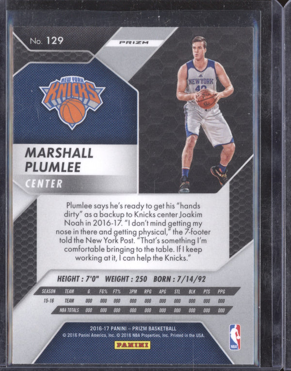 Marshall Plumlee 2016-17 Panini Prizm 129 Silver RC