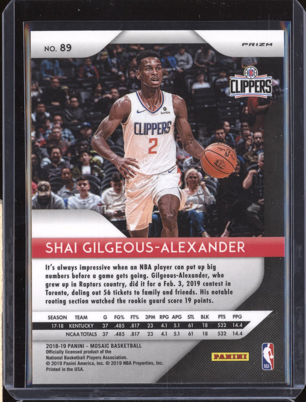 Shai Gilgeous-Alexander 2018/19 Panini Prizm Mosaic 89 RC