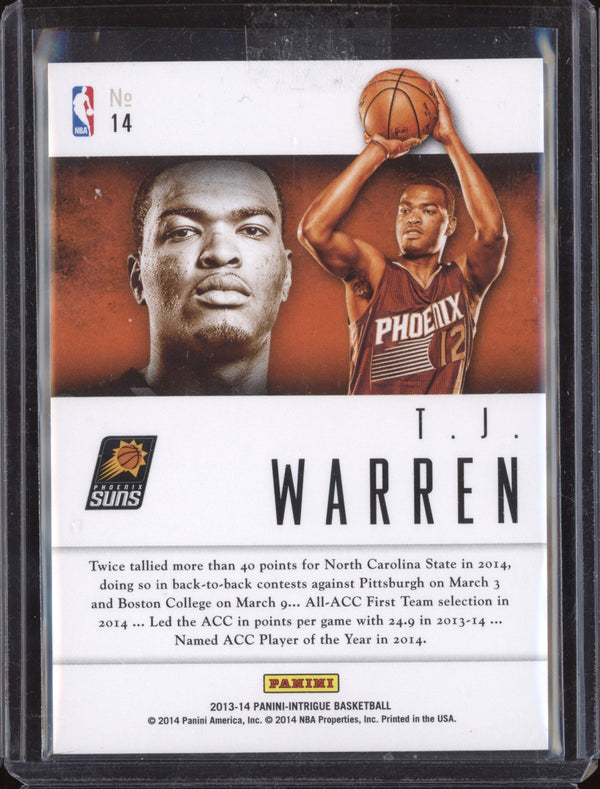 T.J. Warren 2013-14 Panini Intrigue 14 2014 Draft Exchange RC