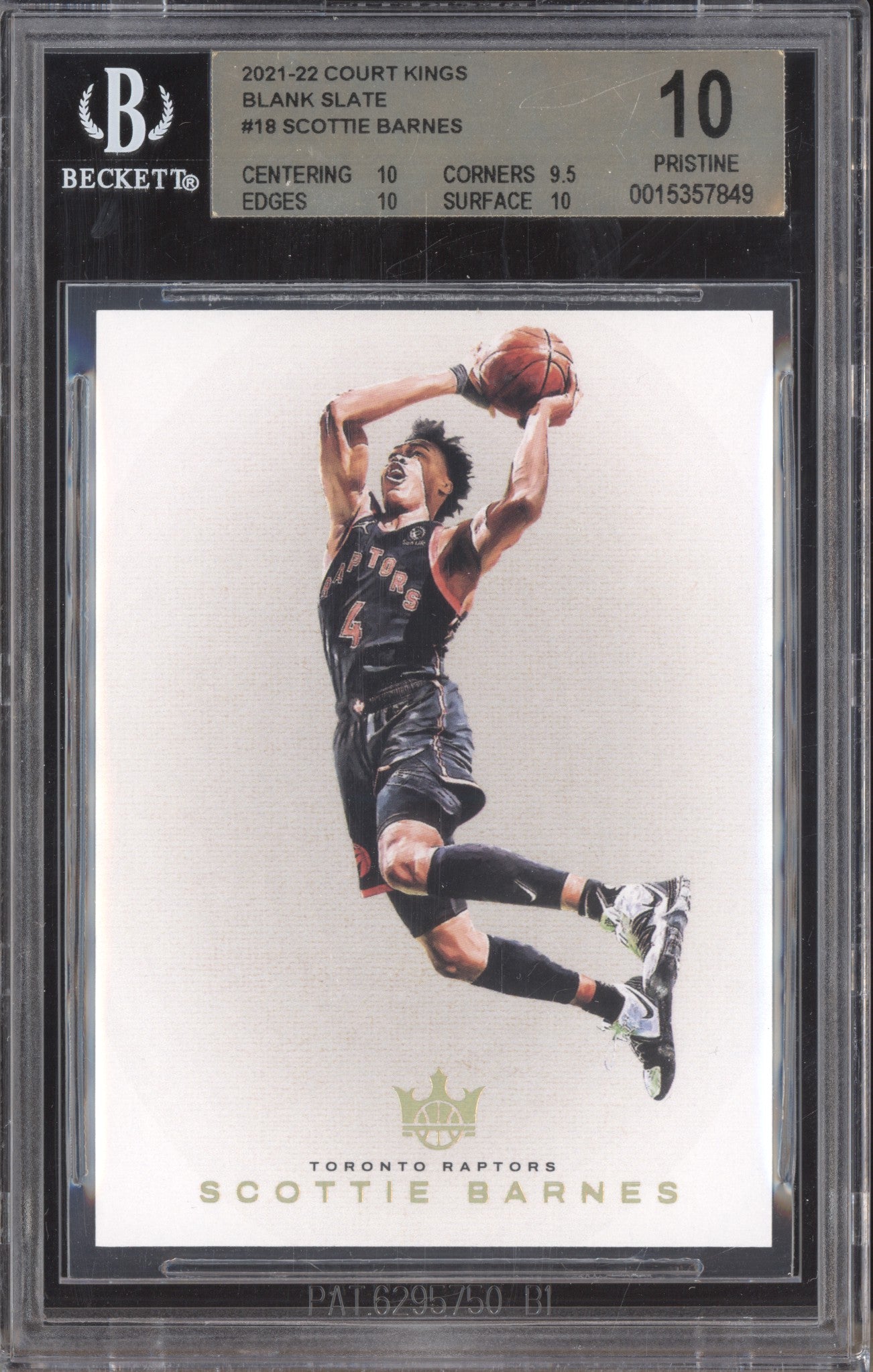 Scottie Barnes 2021/22 Panini Court Kings 18 Blank Slate RC